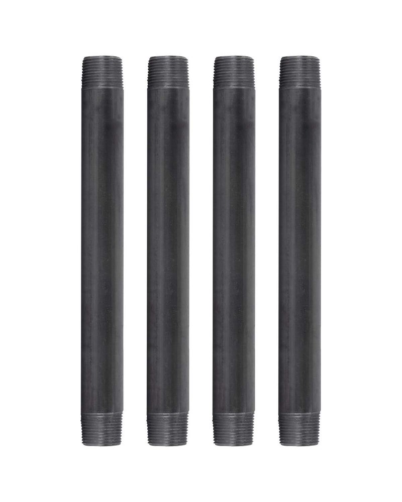 PIPE DECOR 1" x 12" Black Steel Plumbing Pipe, 4-Pack, Pre Cut Connector, Industrial Steel Grey Fits Standard One Inch Threaded Black Malleable Iron Fittings, Build Vintage DIY Furniture - Image 1